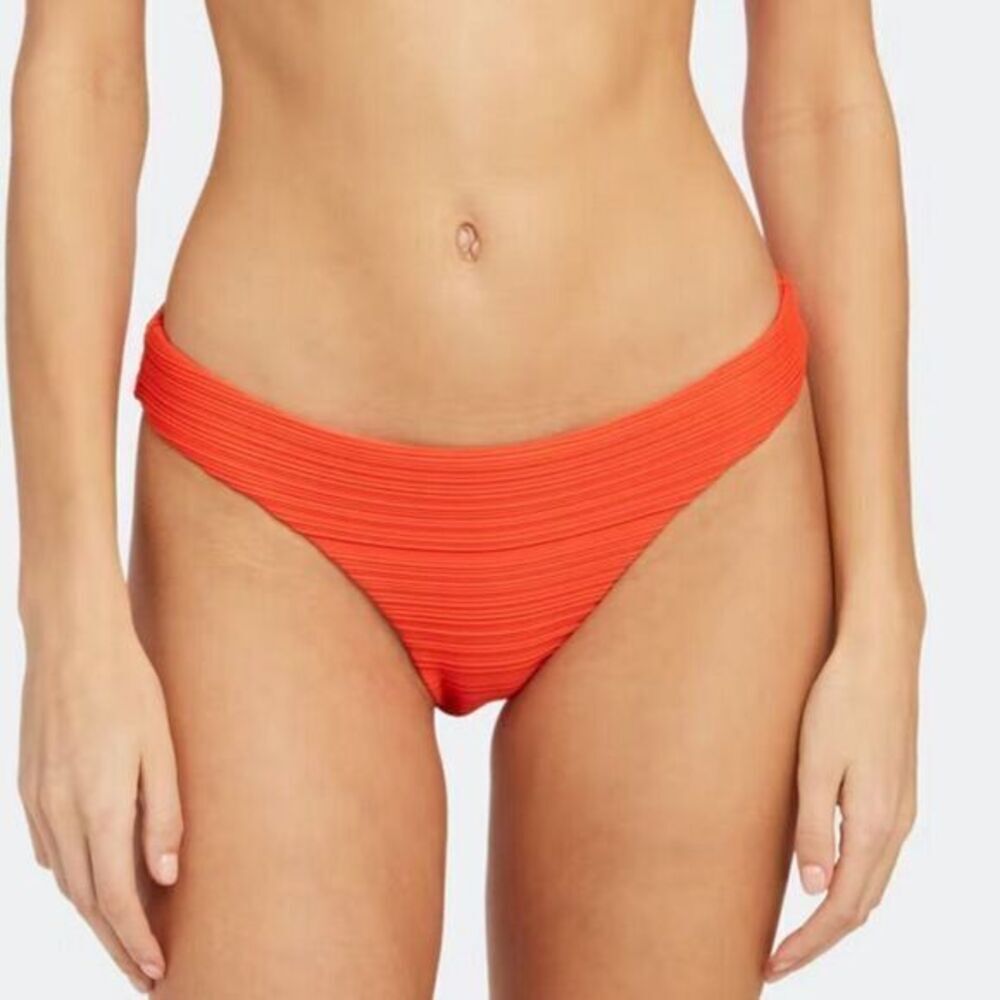 NEW Mara Hoffman Kay Low Rise Bikini Bottom, Orange, Large